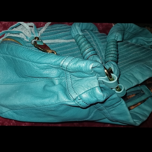 B Makowsky Leather Turqoise Bag - Picture 7 of 10